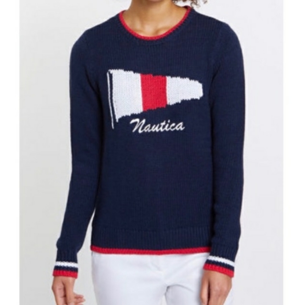 Nautica Signal Flag Logo sweater women size XL New